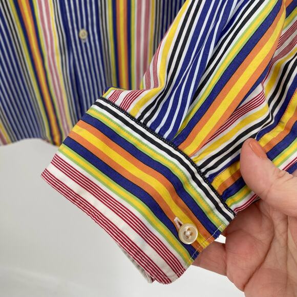 Polo by Ralph Lauren colorful vertical striped long sleeve shirt Large Westerton - Picture 9 of 11